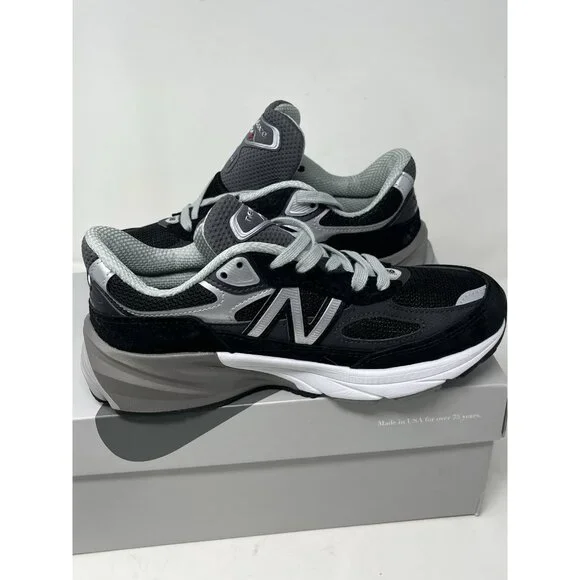 New Balance 990v6 990 Made in USA SZ 6.5 Womens Black White Silver w990BK6 Shoes - Picture 9 of 13
